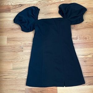 Black puff sleeve mini dress
